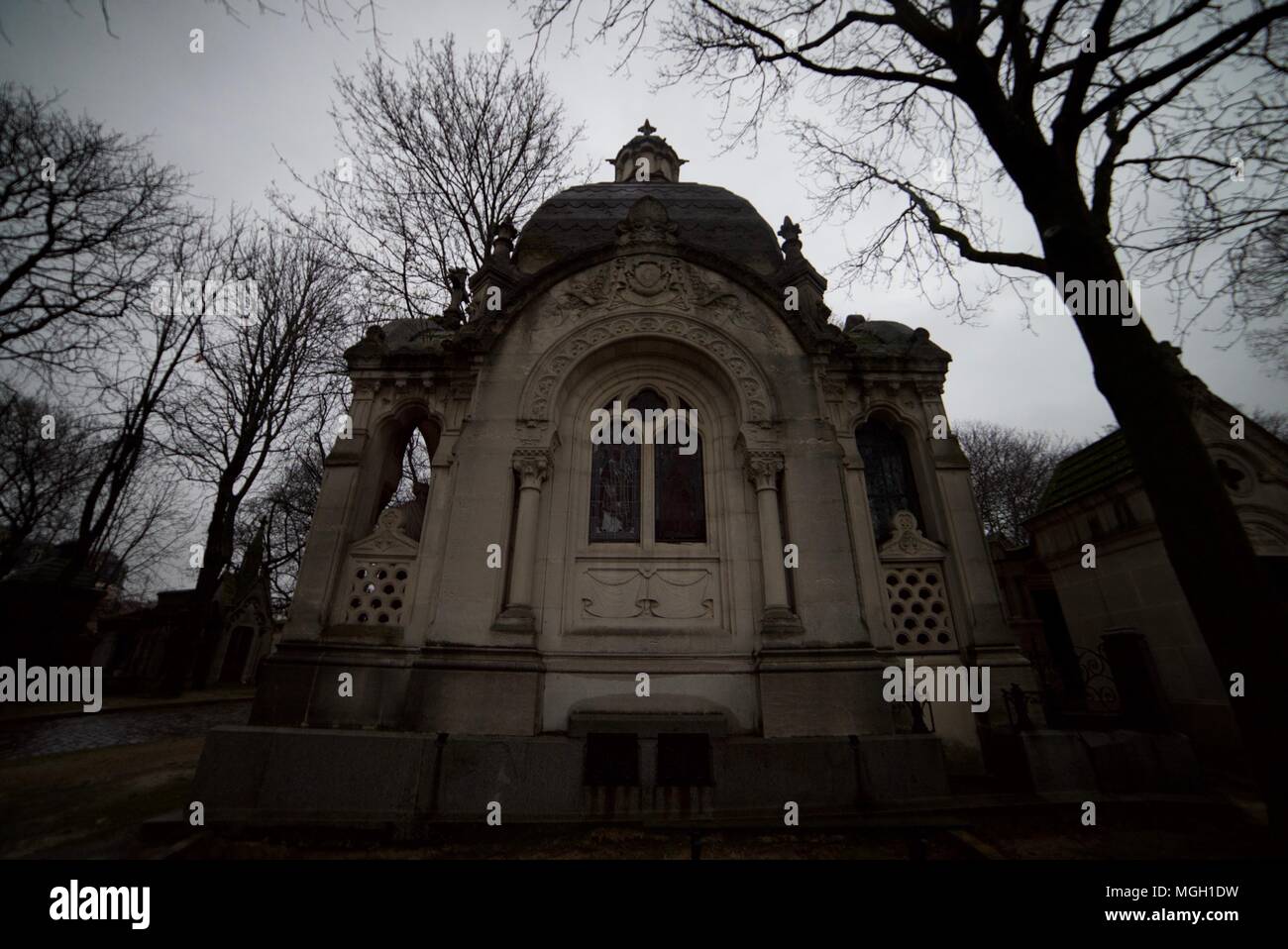 Large tomb at the Père Lachaise Cemetery Stock Photo