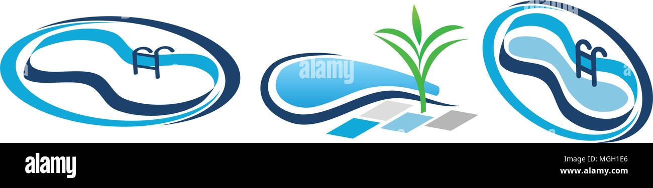 Pool Restoration Service Set Stock Vector