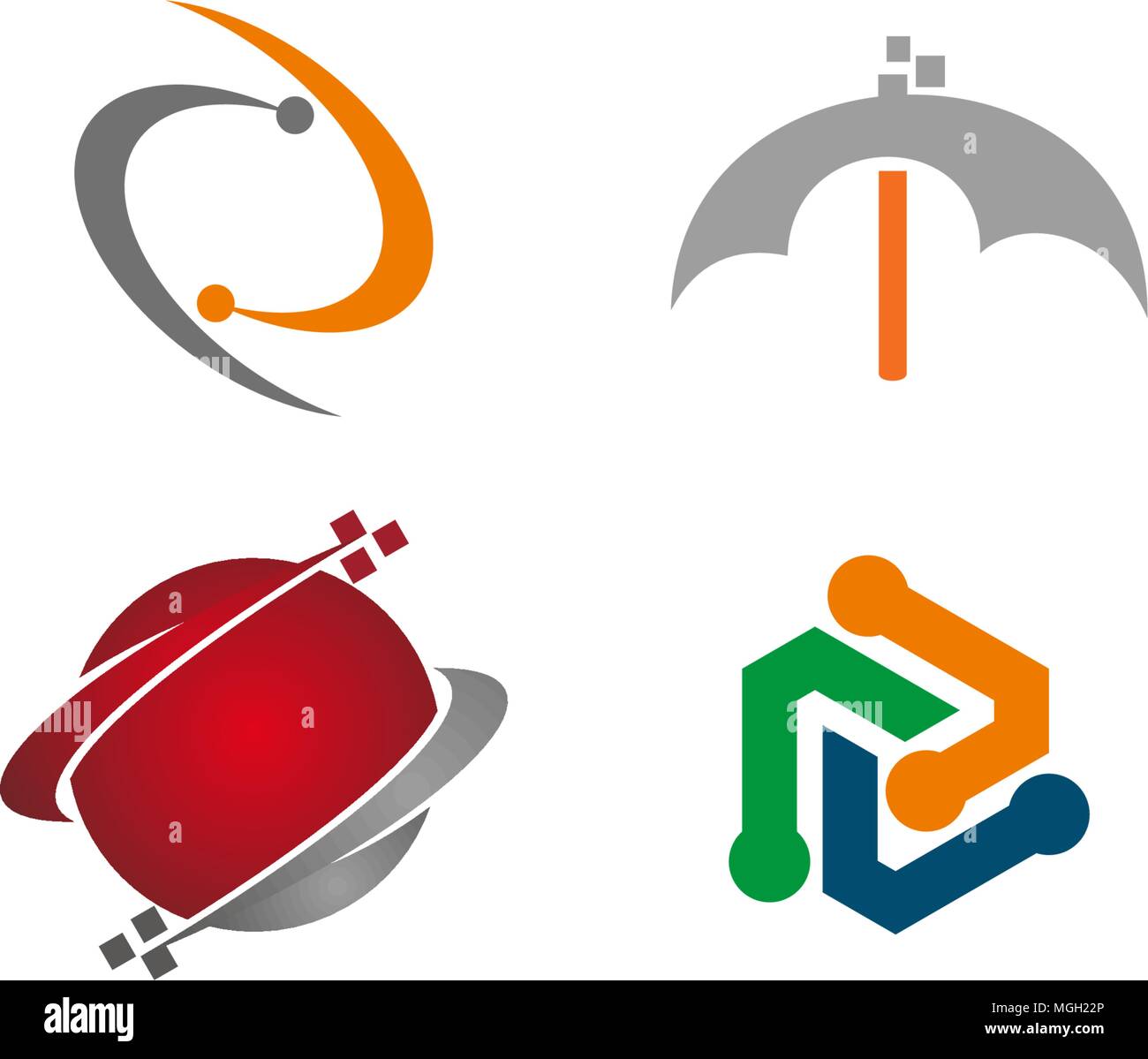 Technology Connection Logo Set Stock Vector