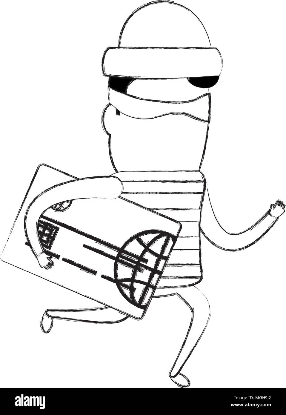 thief bad running with credit card avatar character Stock Vector Image