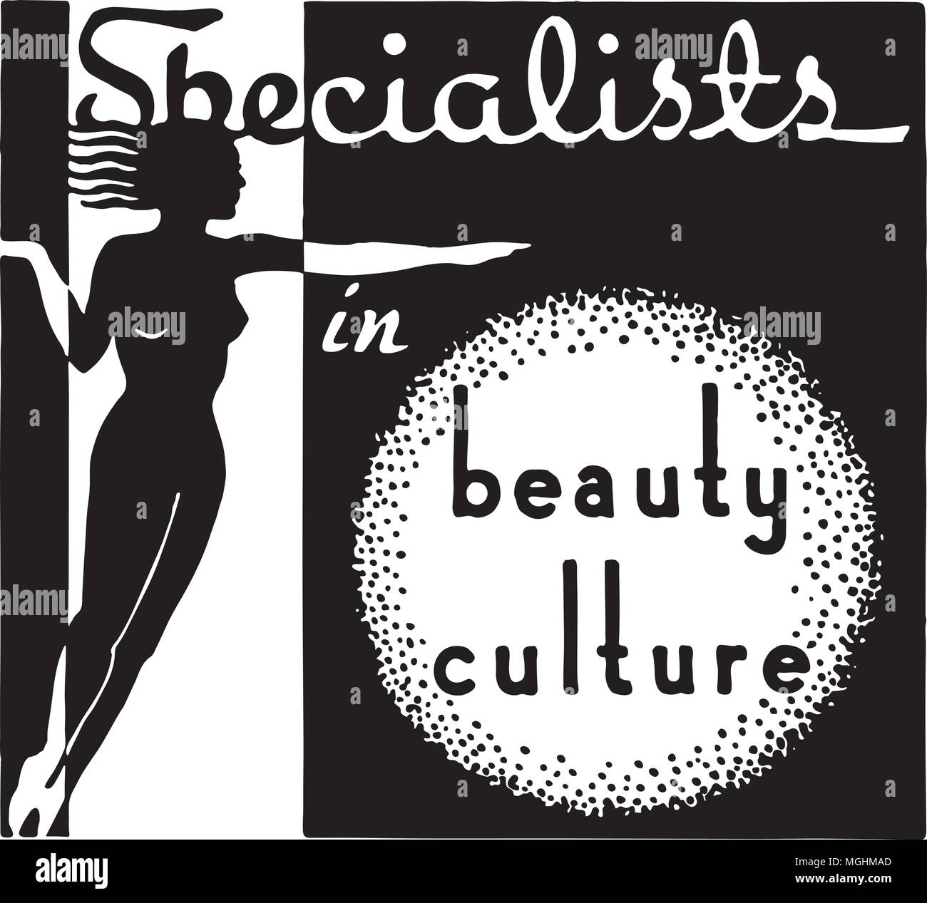 Specialists In Beauty Culture - Retro Ad Art Banner Stock Vector