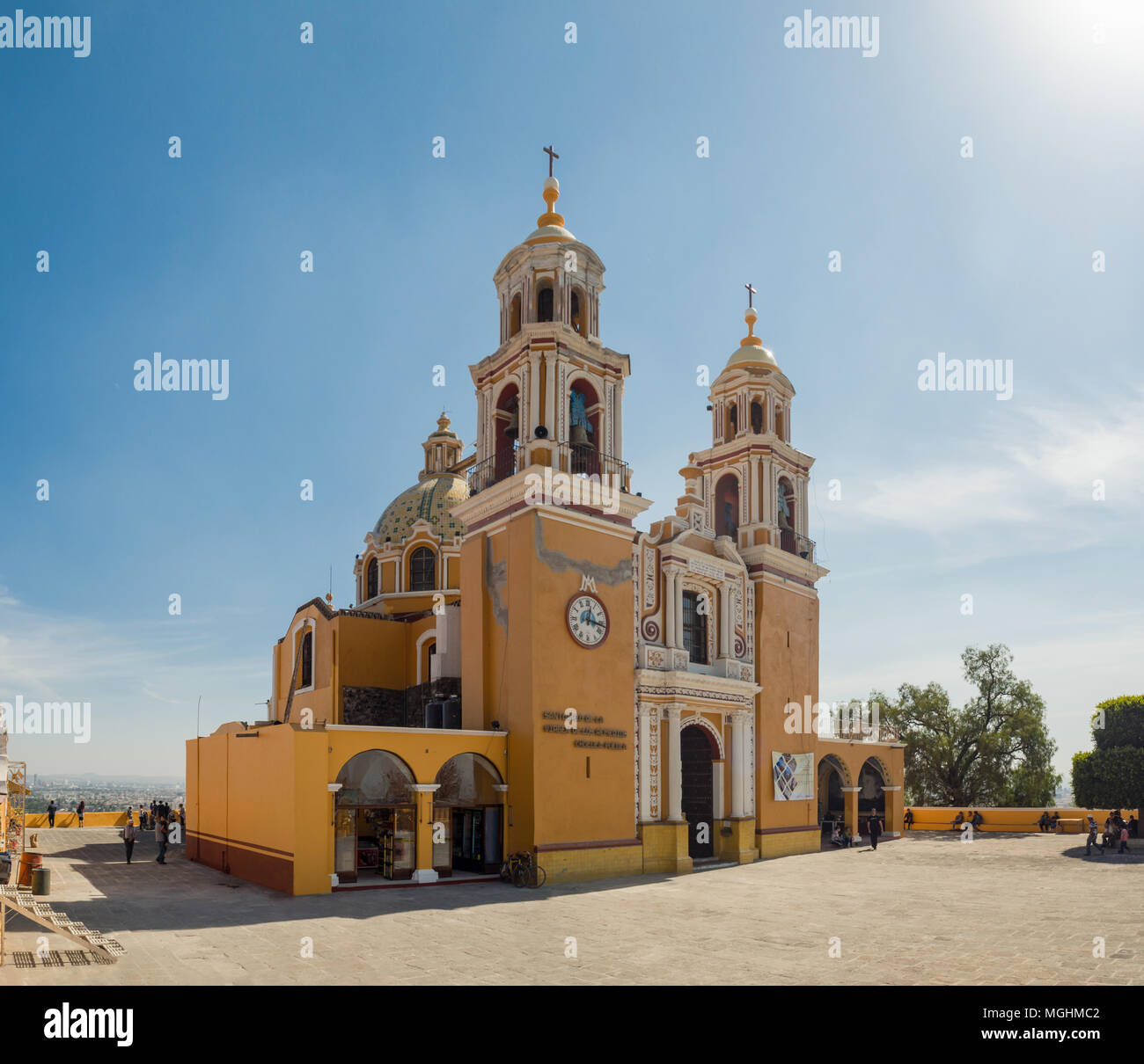 Cholula, Mexico, South America: [Great Pyramid of Cholula with the Nuestra Señora de los Remedios church on top, cathedral] Stock Photo
