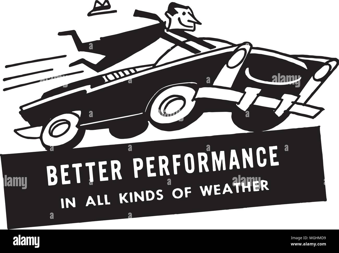 Speeding Driver - Retro Clipart Illustration Stock Vector