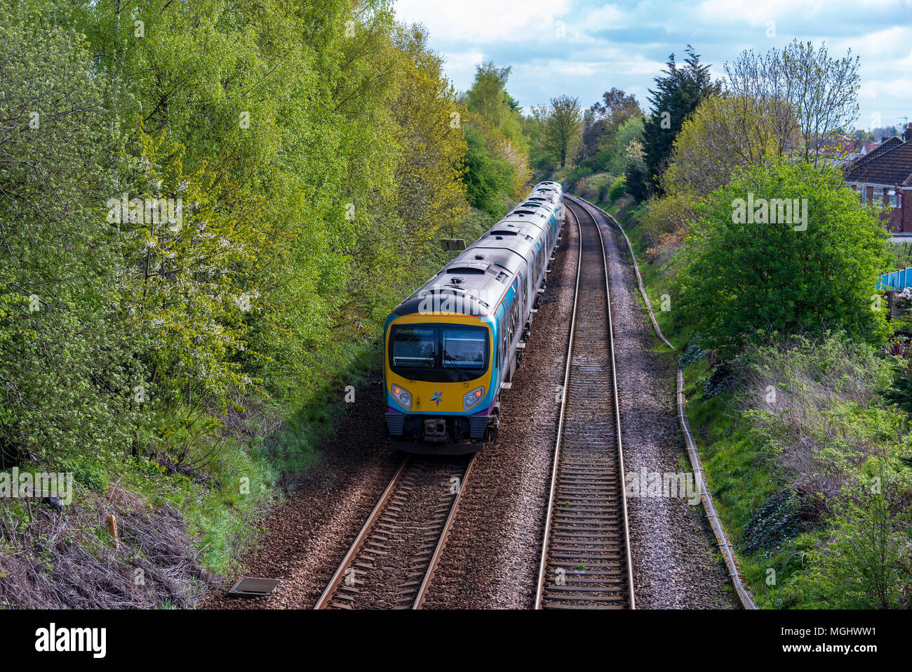 First Trans Pennine train. Stock Photo