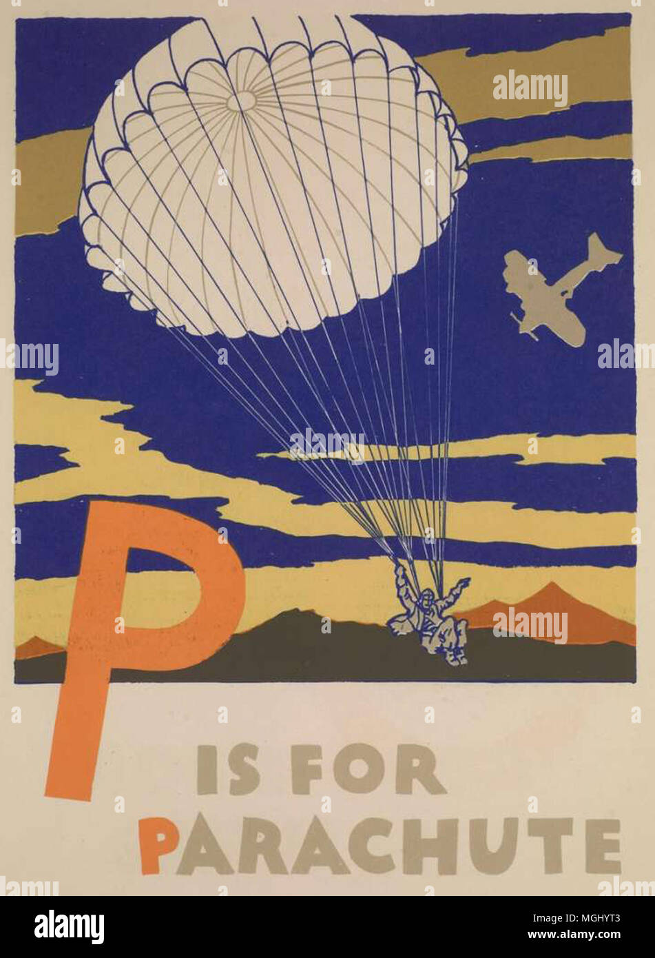 p is for parachute vintage illustration Stock Photo - Alamy