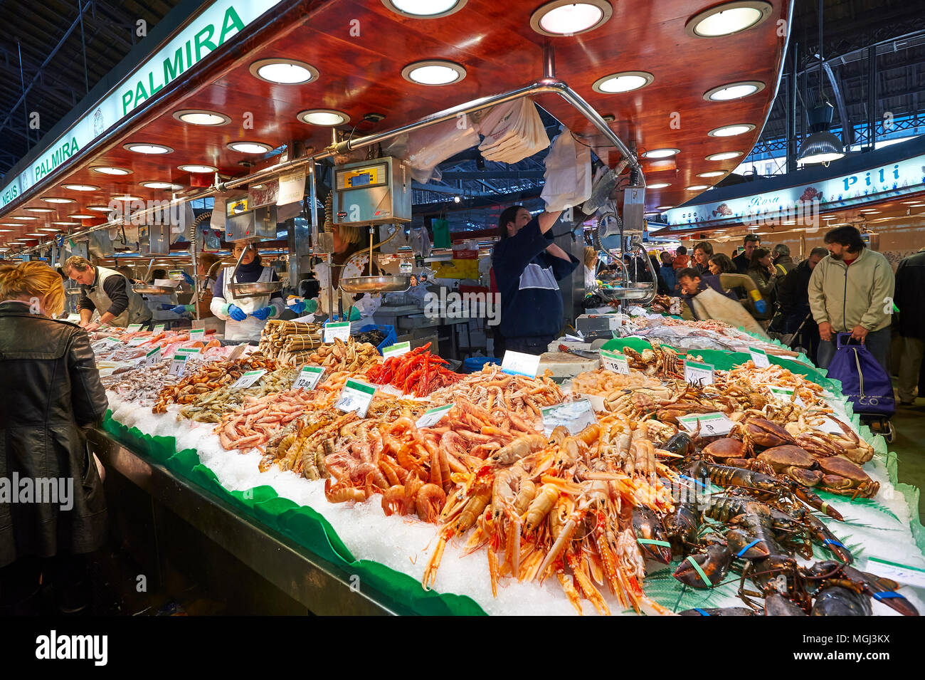 Sell of Seafood at the La Boqueria Market, Barcelona, Catalonia, Spain, Europe Stock Photo Alamy