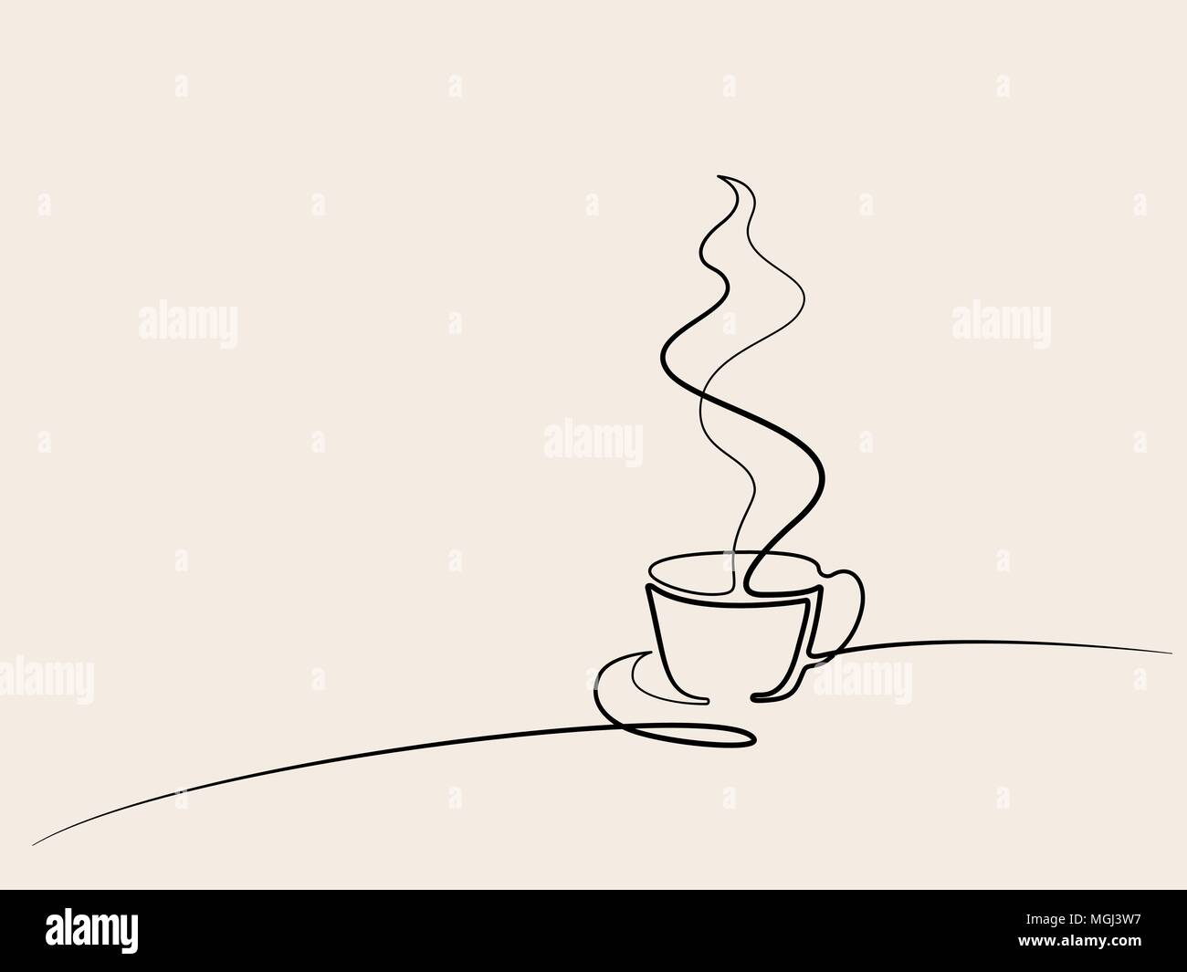 continuous line drawing of cup of coffee Stock Vector