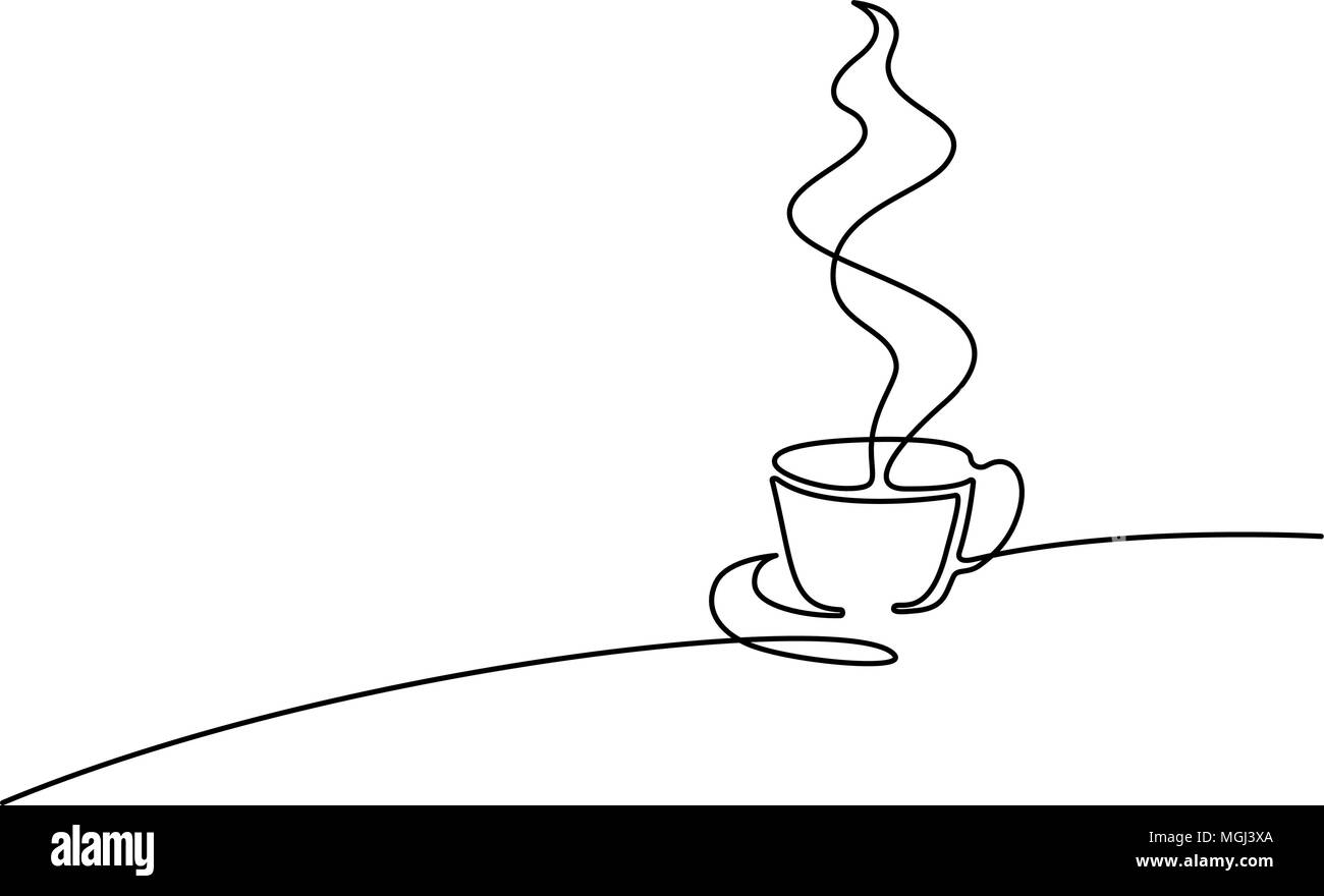 continuous line drawing of cup of coffee Stock Vector