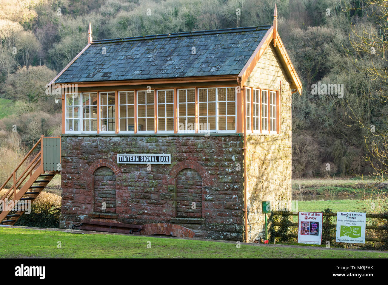 Tintern Signal Box at Tintern Parva Station, Wye Valley, Monmouthshire Stock Photo