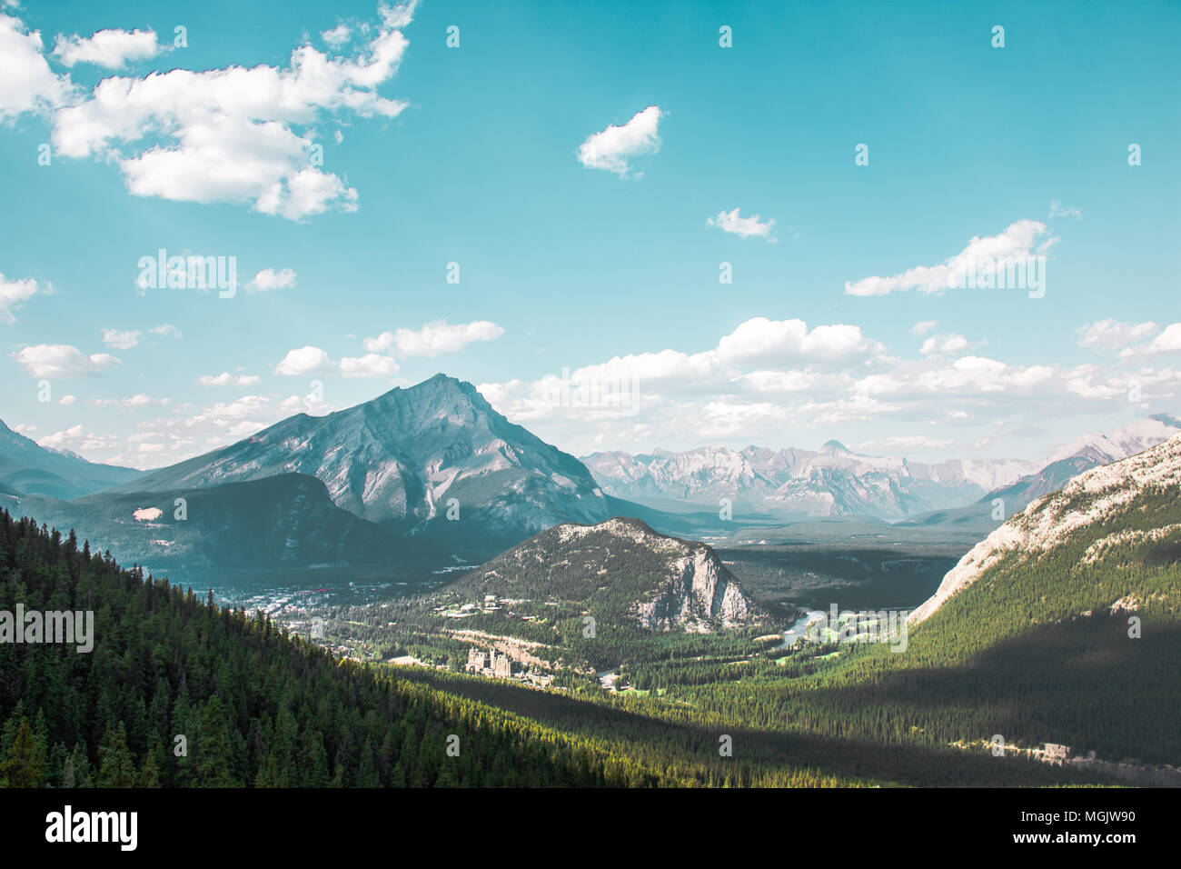 Stunning peak view of the Banff Canadian Rockies Stock Photo