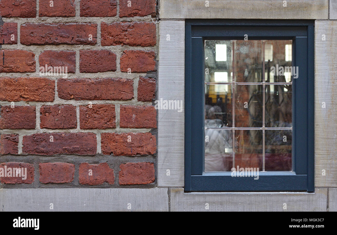 Red brick wall with antique window Stock Photo - Alamy