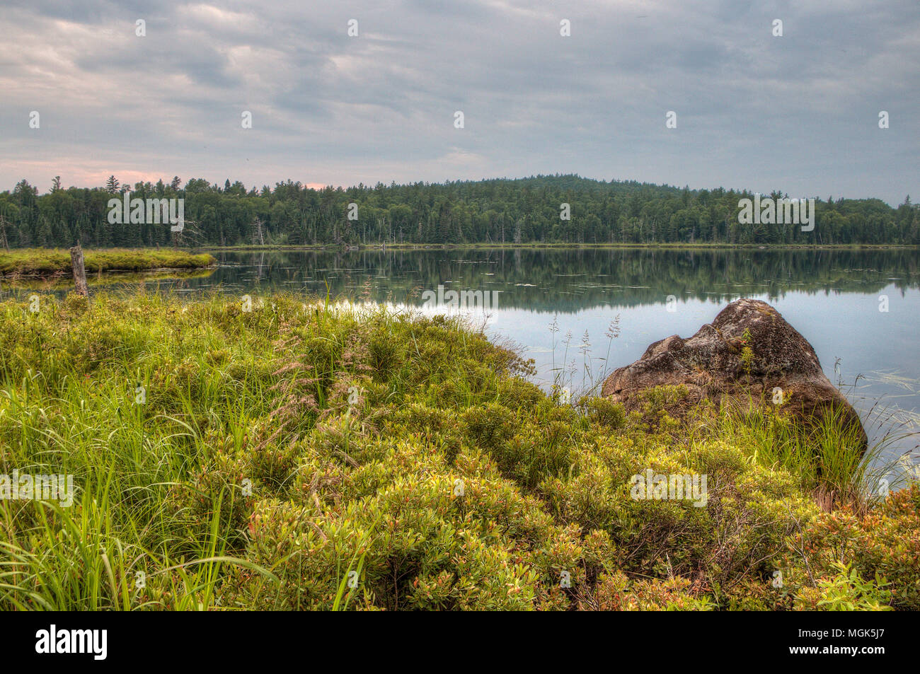 Gunflint trail is a 50 mile road winding through the Superior National Forest with no towns Stock Photo