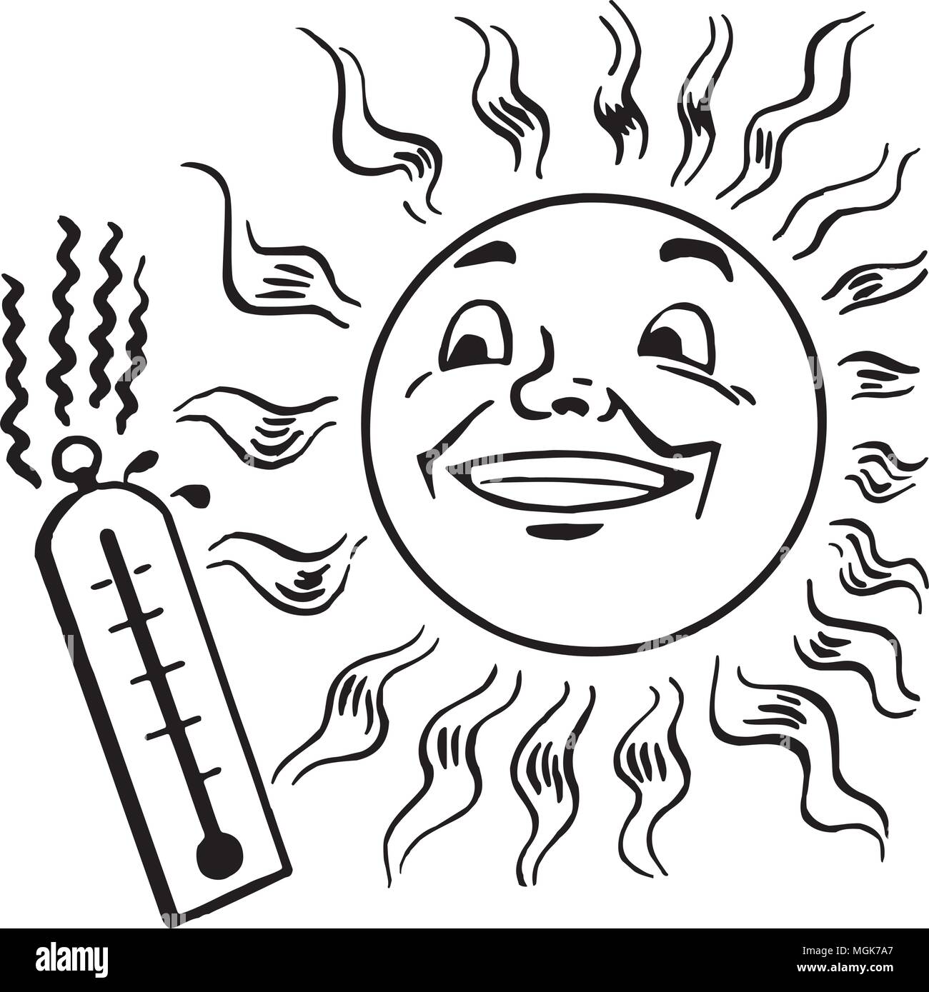 Sun - Retro Clipart Illustration Stock Vector