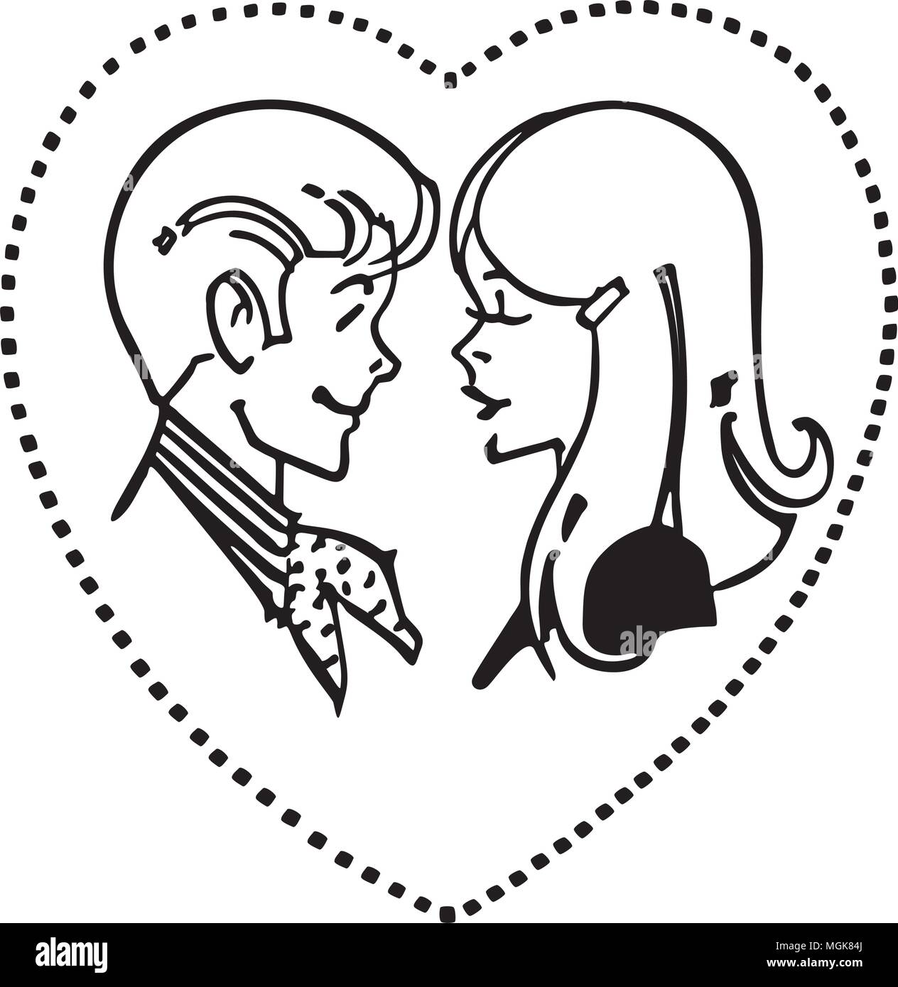 Romantic Kissing Couple Drawing Stock Vector Image & Art - Alamy