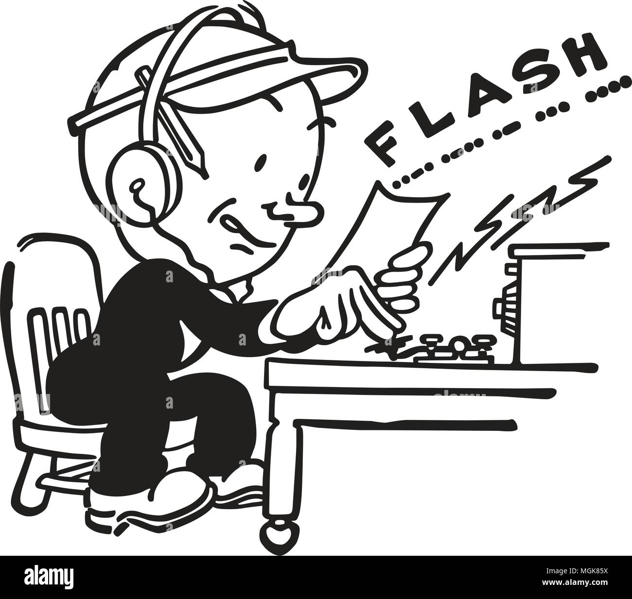 Telegraph Operator - Retro Clipart Illustration Stock Vector Image