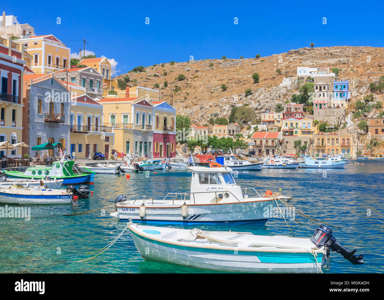 The capital of the island of Symi - Ano Symi. Greece Stock Photo - Alamy