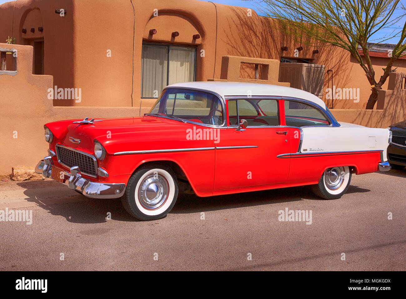 1957 Chevy Bel Air in old Las Cruces NM Stock Photo