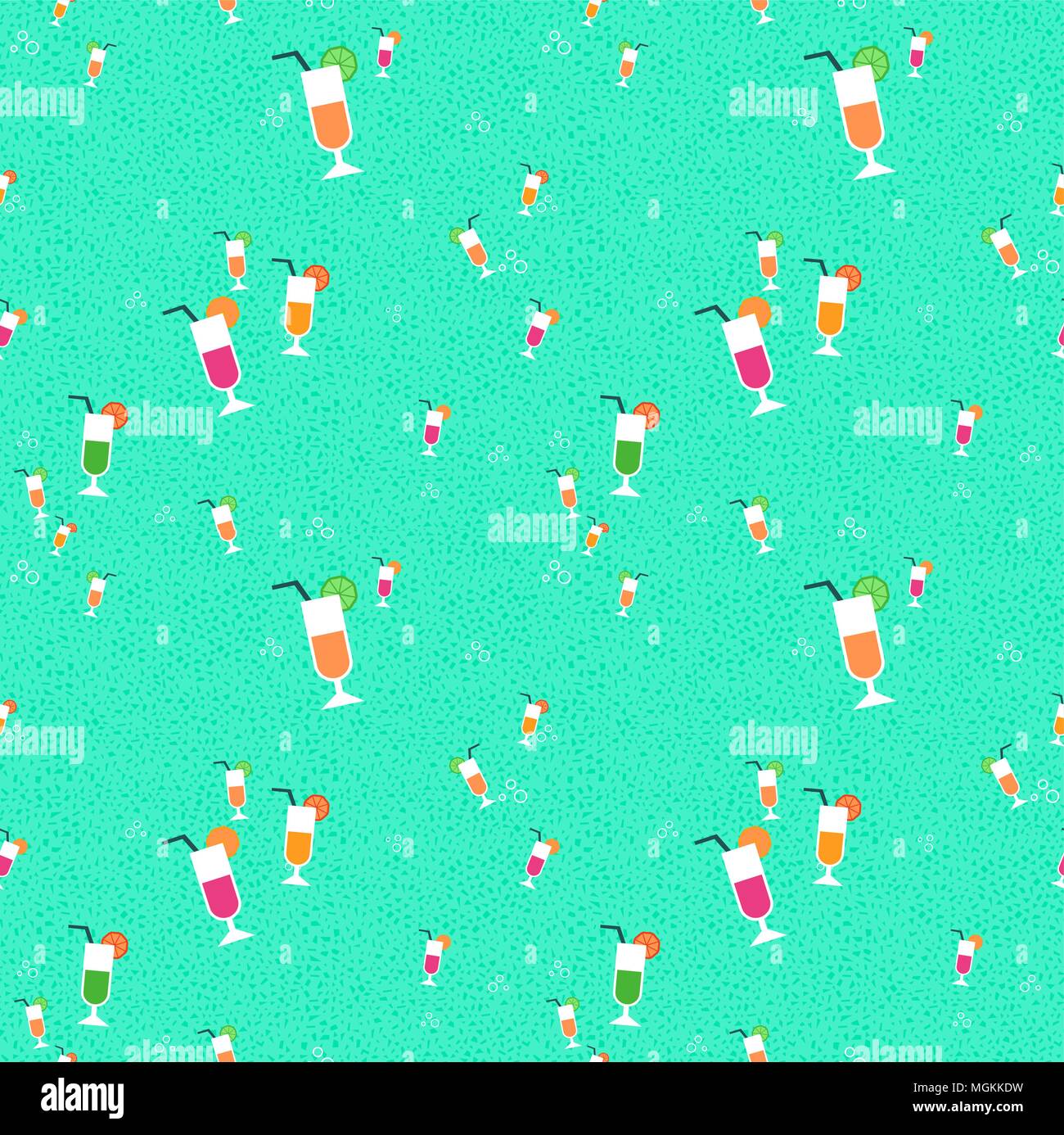 Seamless pattern of hand drawn fruit juice glasses. Summer season drink ...
