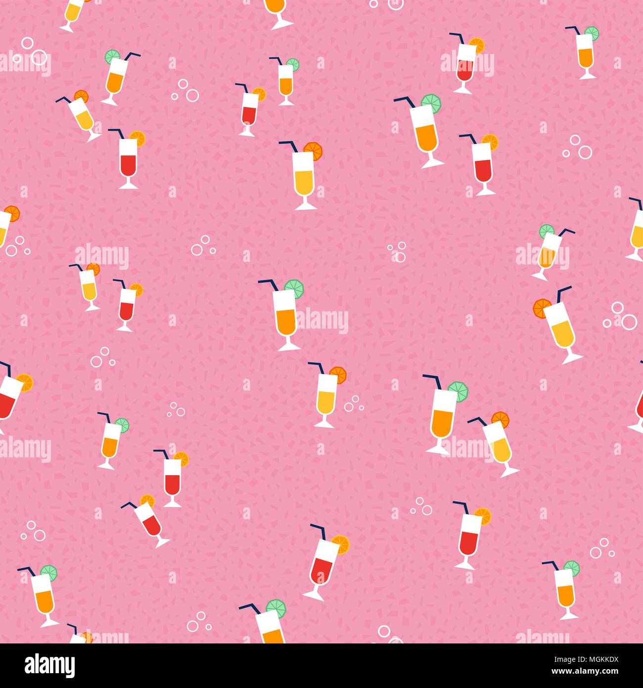 Seamless pattern of hand drawn fruit juice glasses. Summer season drink ...