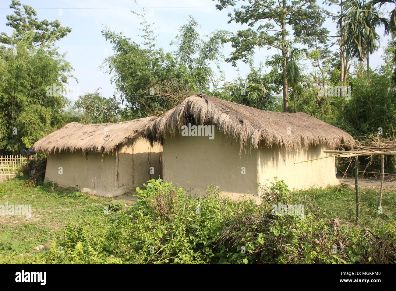 Nikashi, India. 27th Apr, 2018. Snapshot of village residence of Assam made with clay and bamboo. Credit: David Talukdar/Pacific Press/Alamy Live News Stock Photo