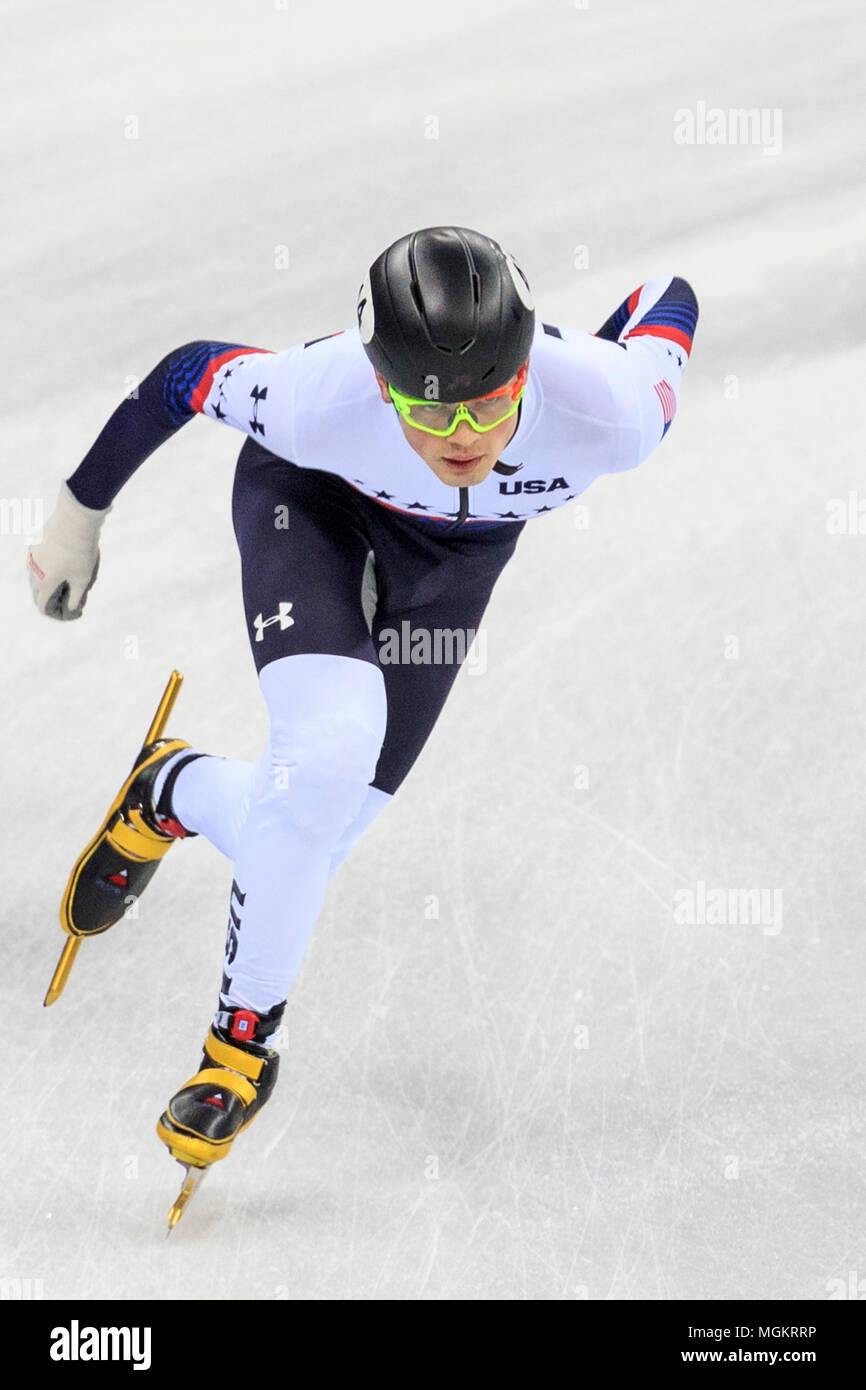 John Henry Krueger Usa Competing In The Men S 1 500m Short Track Speed Skating Heat 6 At The Olympic Winter Games Pyeongchang 2018 Stock Photo Alamy