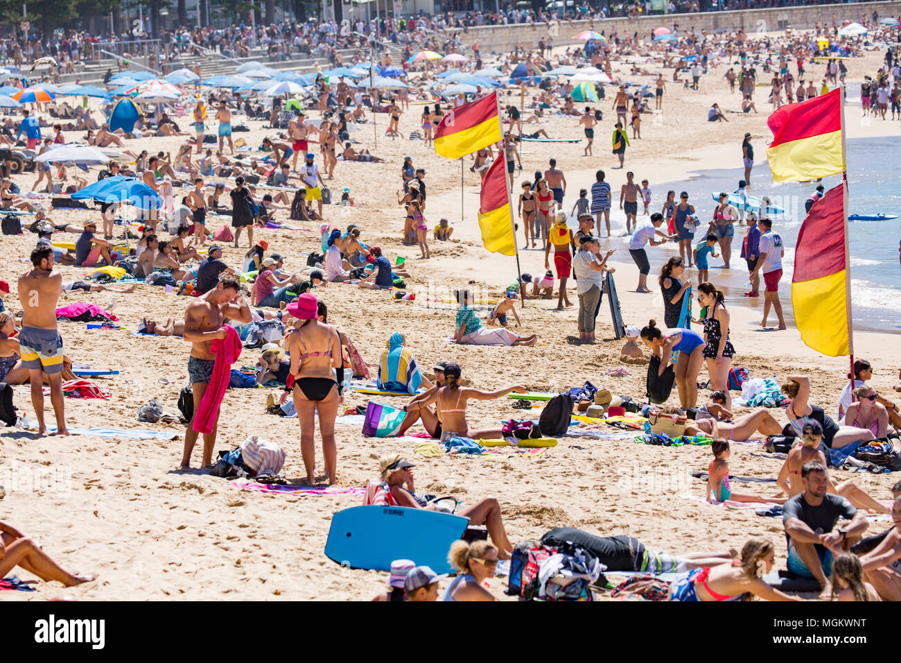 Crowded Manly Beach In Sydney On The Northern Beaches New South Wales