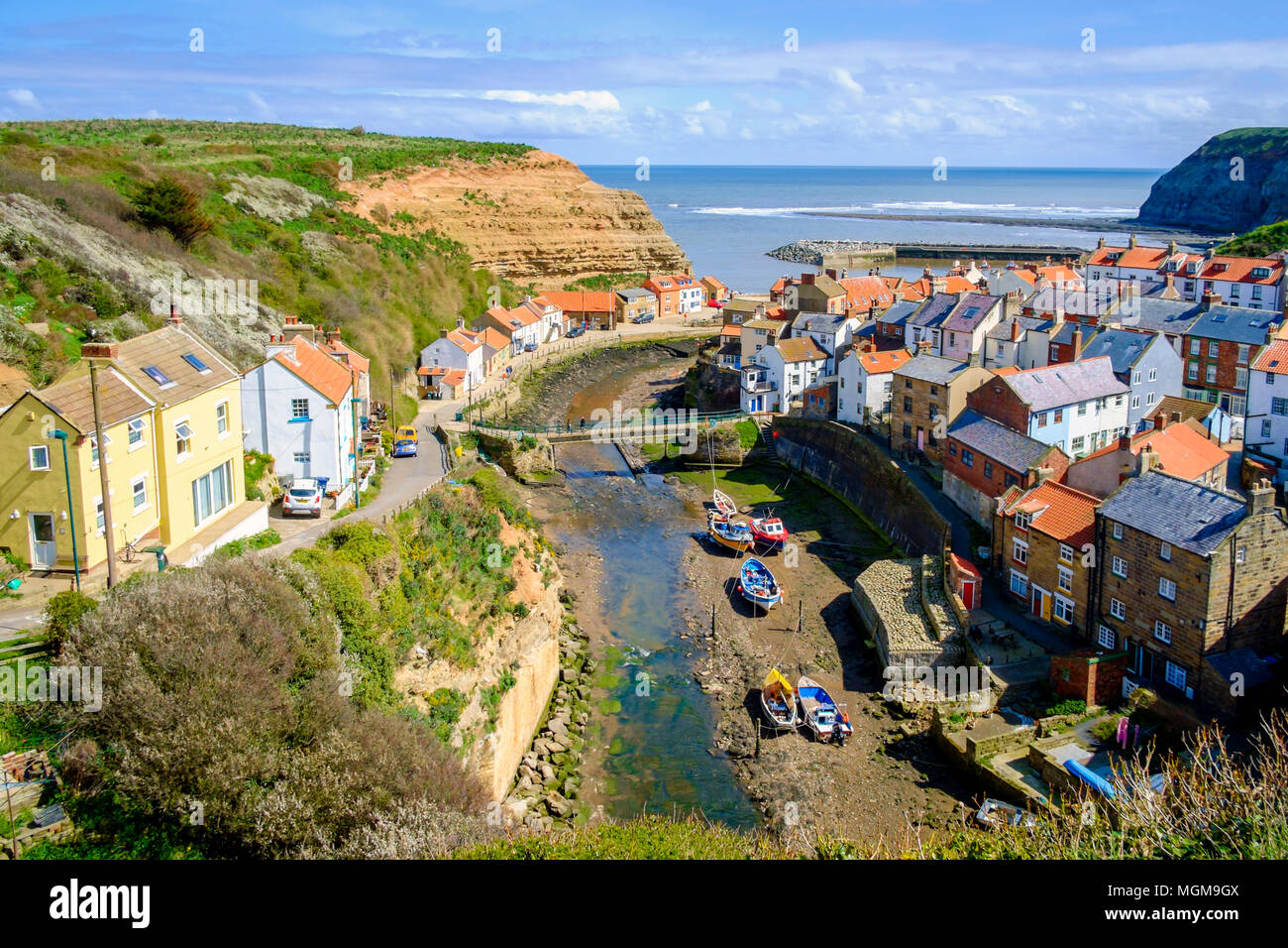 The view looking seawards over the harbour of the North Yorkshire