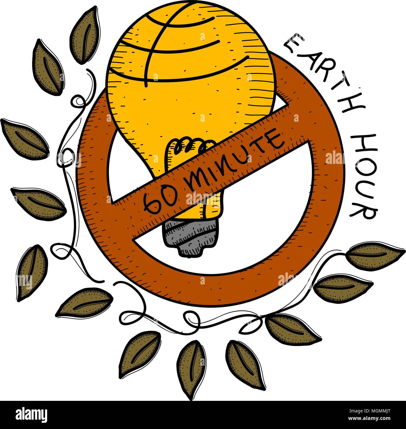 Earth Hour 60 Minute Template Stock Vector