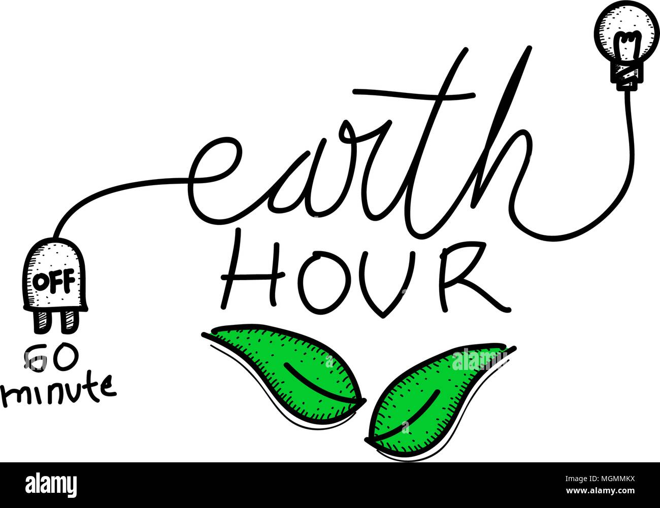 Earth Hour 60 Minute Template Stock Vector