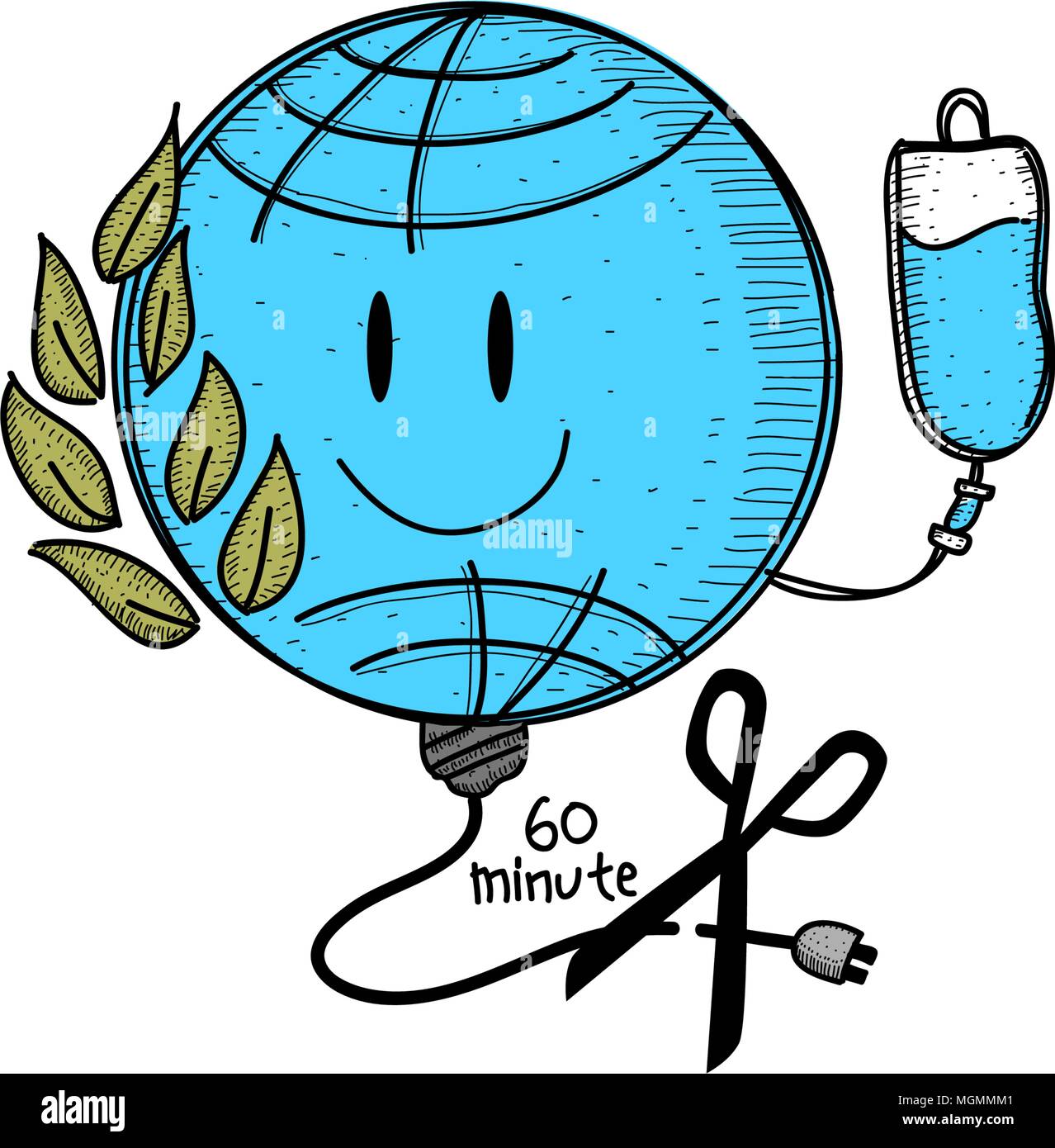 Earth Hour 60 Minute Template Stock Vector