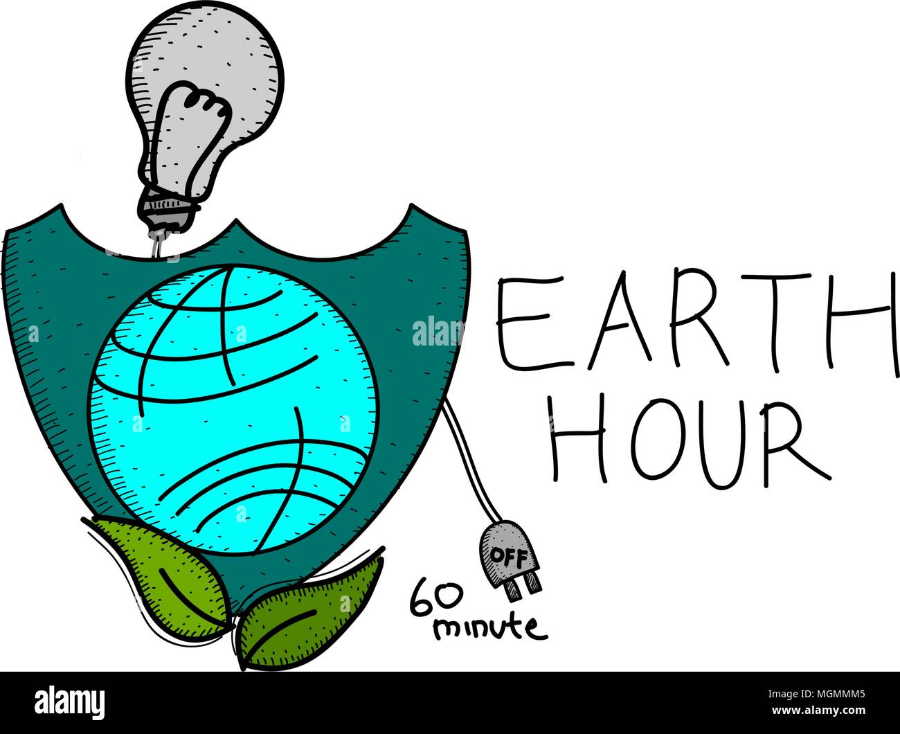 Earth Hour 60 Minute Template Stock Vector