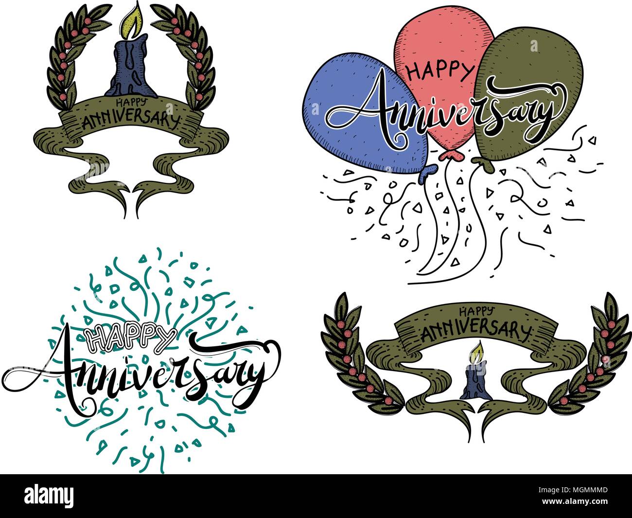 Happy Anniversary Template Set Stock Vector Image & Art - Alamy