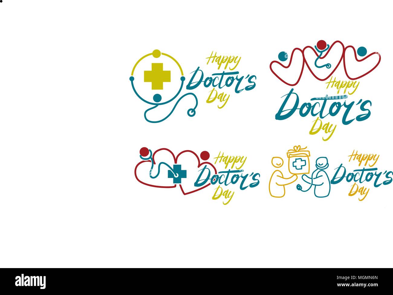 Happy Doctor's Day Template Set Stock Vector