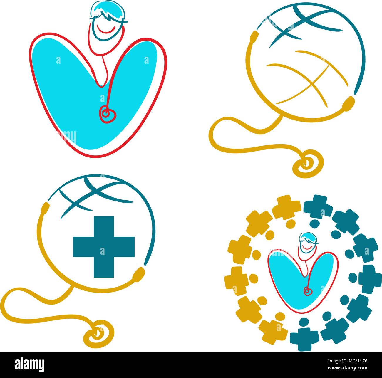 Happy Doctor's Day Template Set Stock Vector