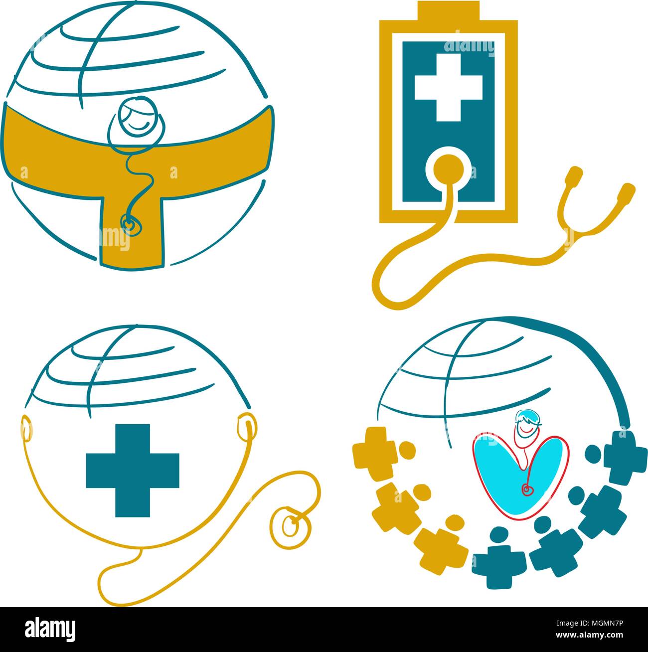 Happy Doctor's Day Template Set Stock Vector