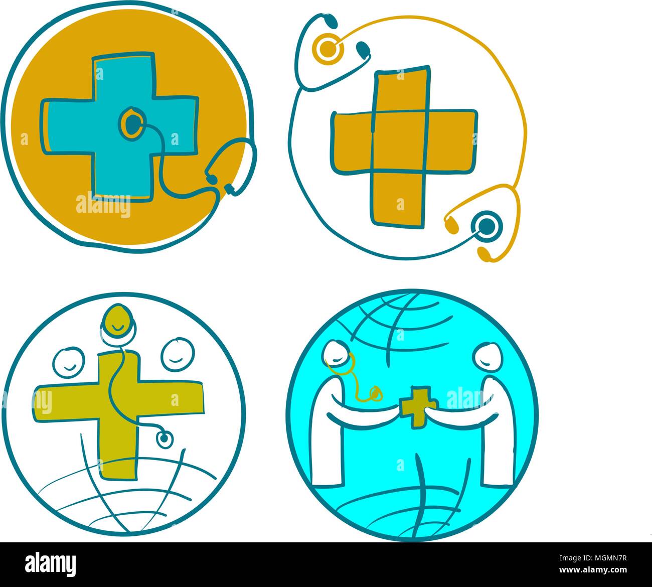 Happy Doctor's Day Template Set Stock Vector