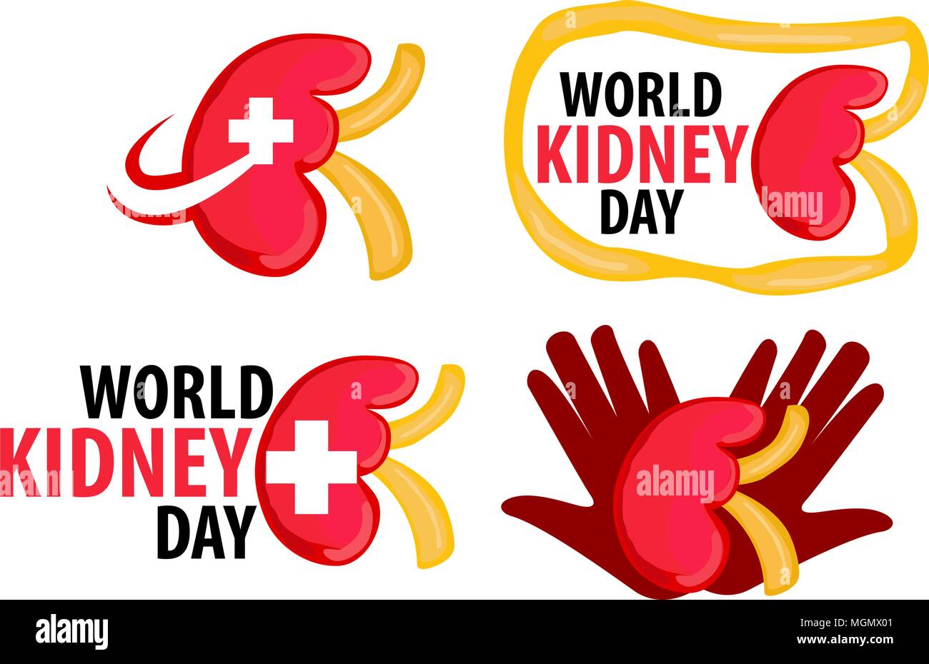 World Kidney Day Template Set Stock Vector