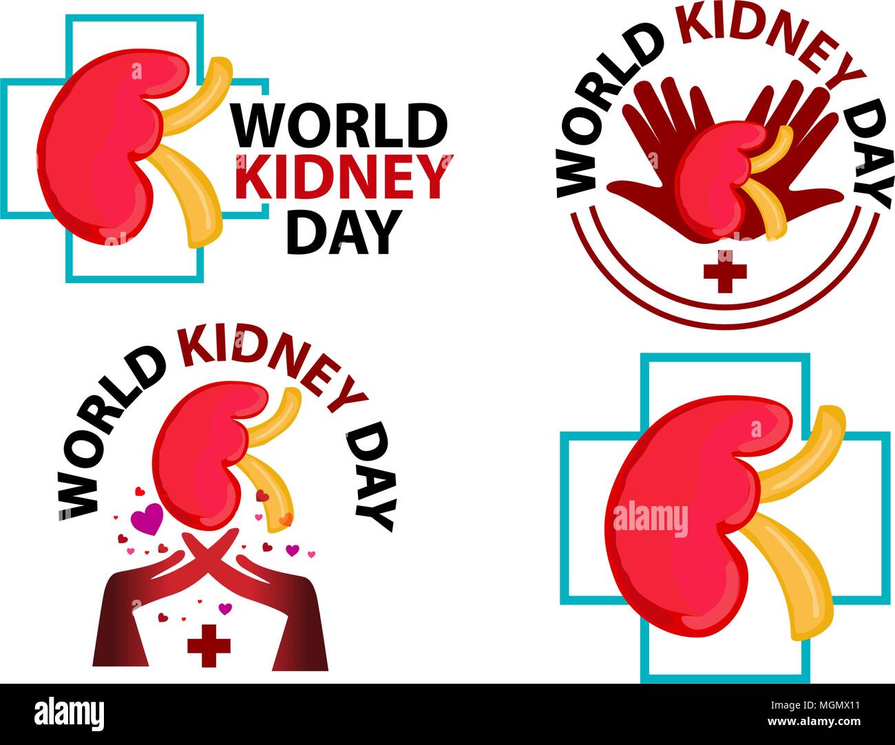 World Kidney Day Template Set Stock Vector