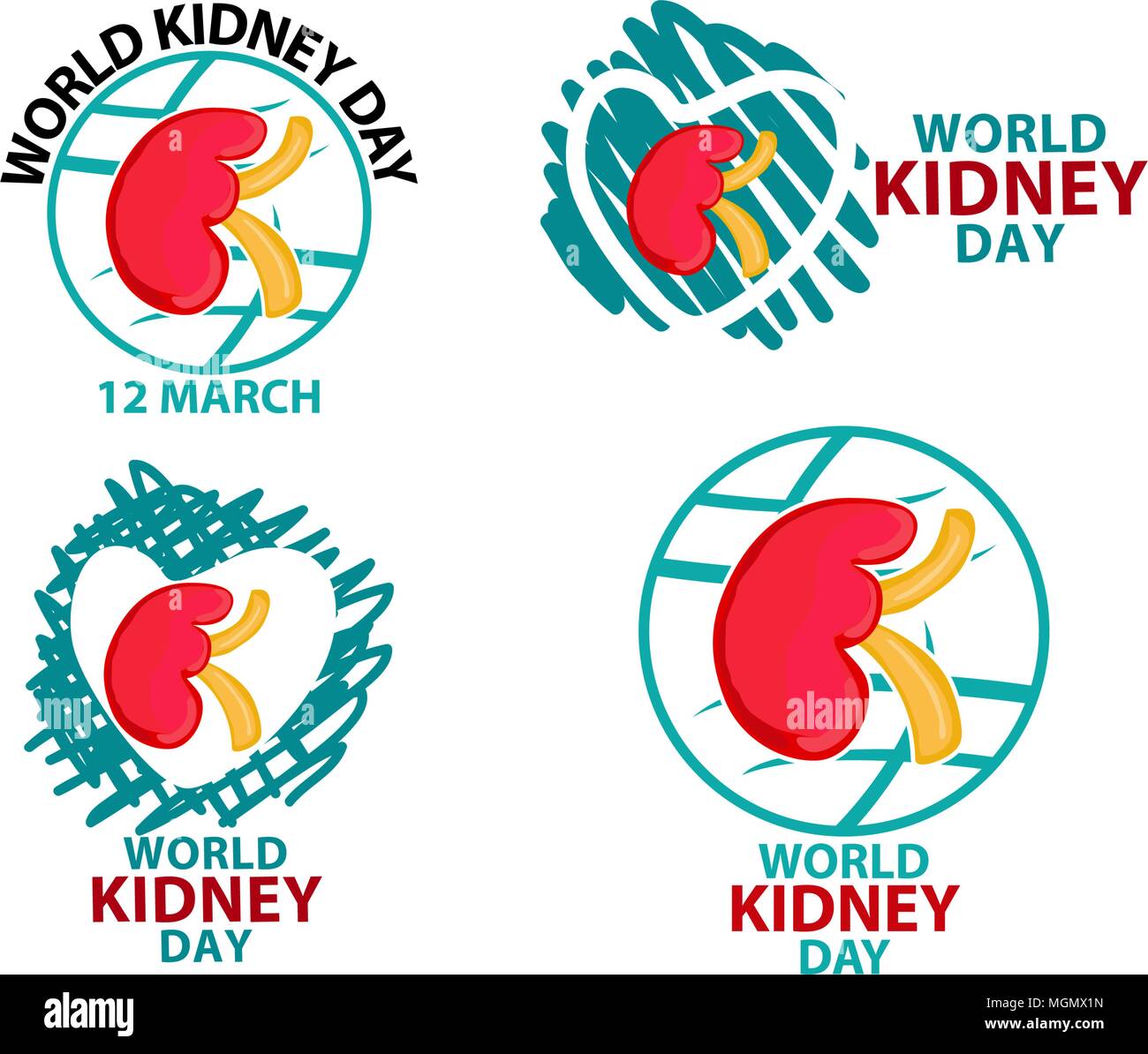 World Kidney Day Template Set Stock Vector