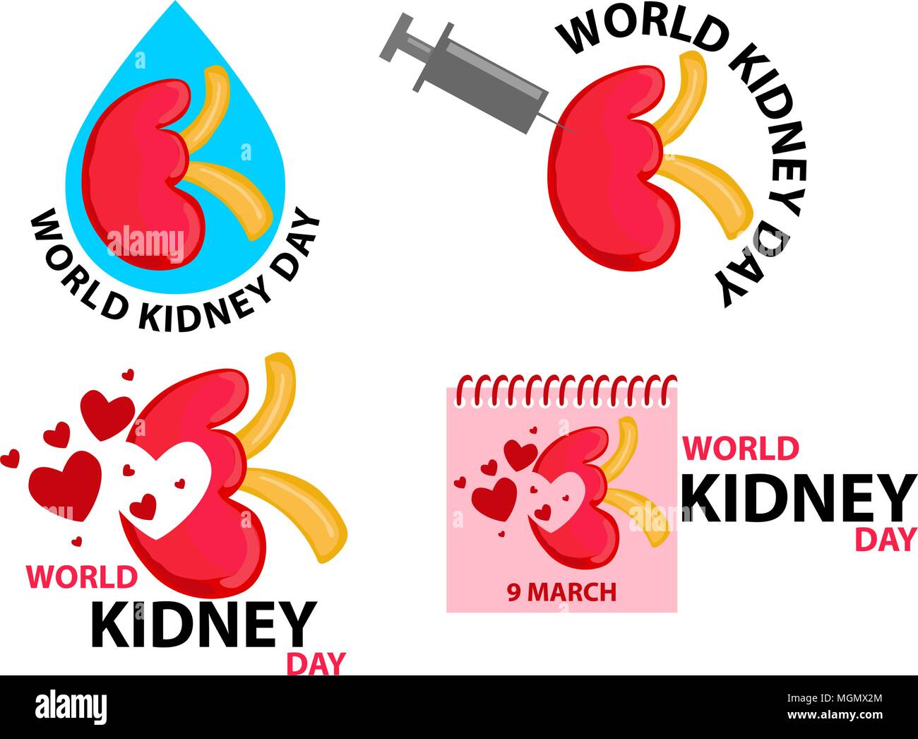 World Kidney Day Template Set Stock Vector