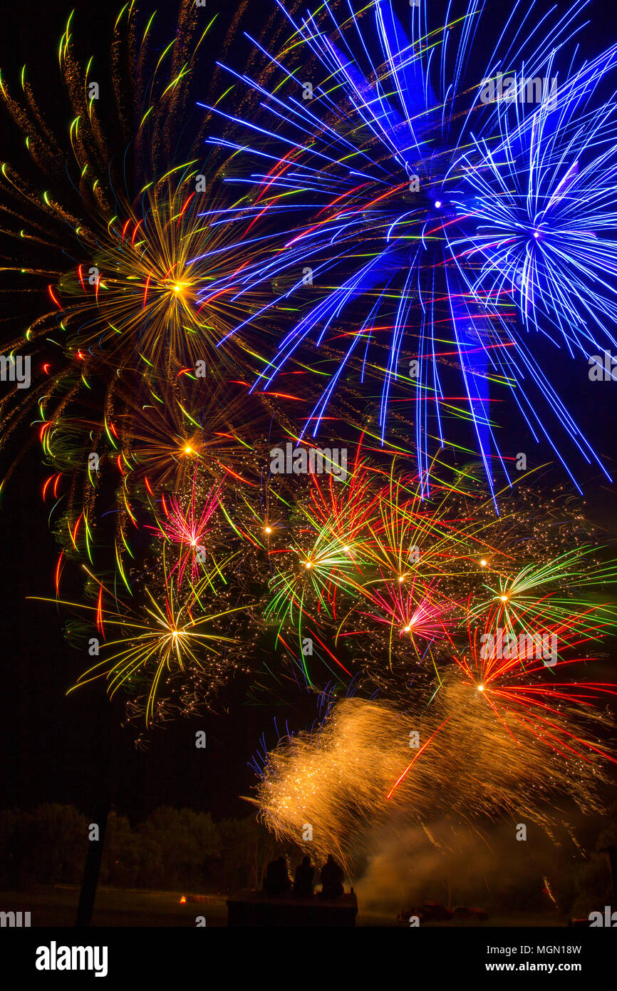 Lake Madison and the City of Madison, South Dakota celebrate the 4th of July with Fireworks