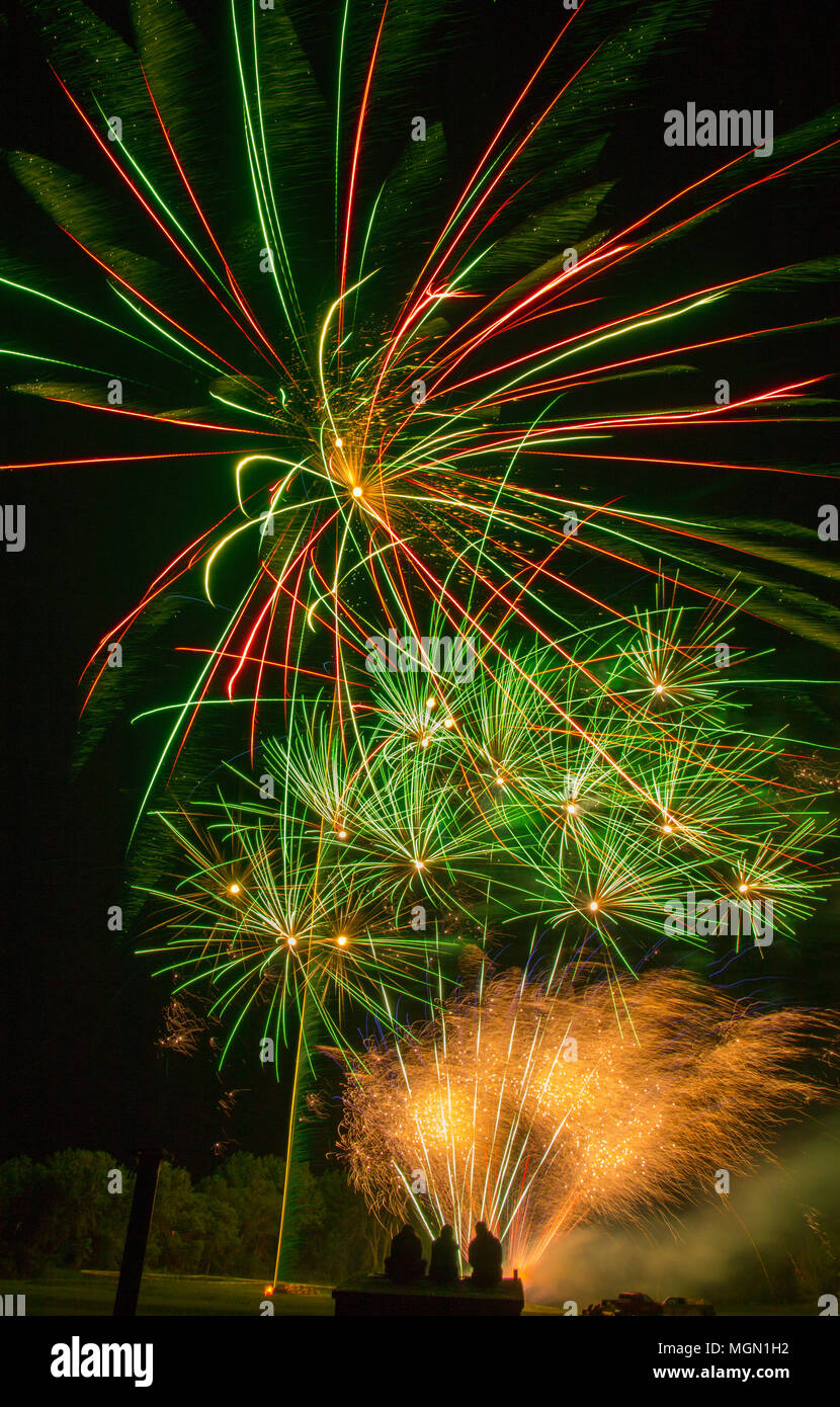 Lake Madison and the City of Madison, South Dakota celebrate the 4th of July with Fireworks