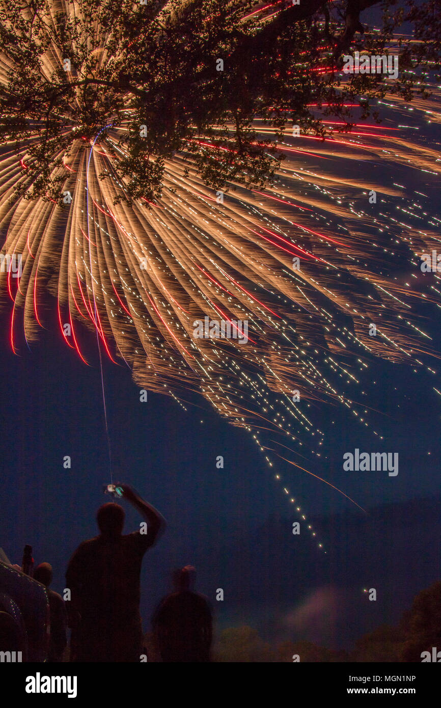 Lake Madison and the City of Madison, South Dakota celebrate the 4th of July with Fireworks
