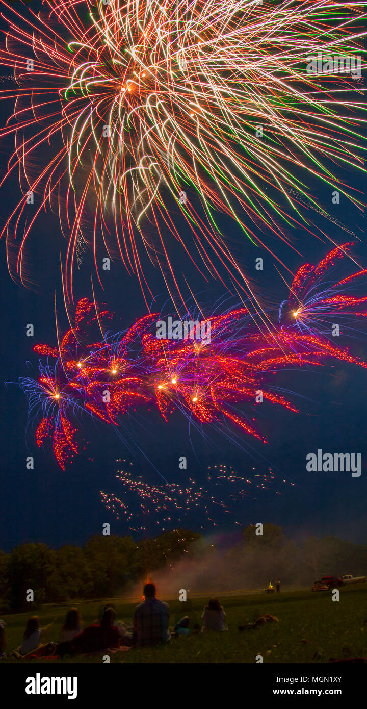 Lake Madison and the City of Madison, South Dakota celebrate the 4th of July with Fireworks