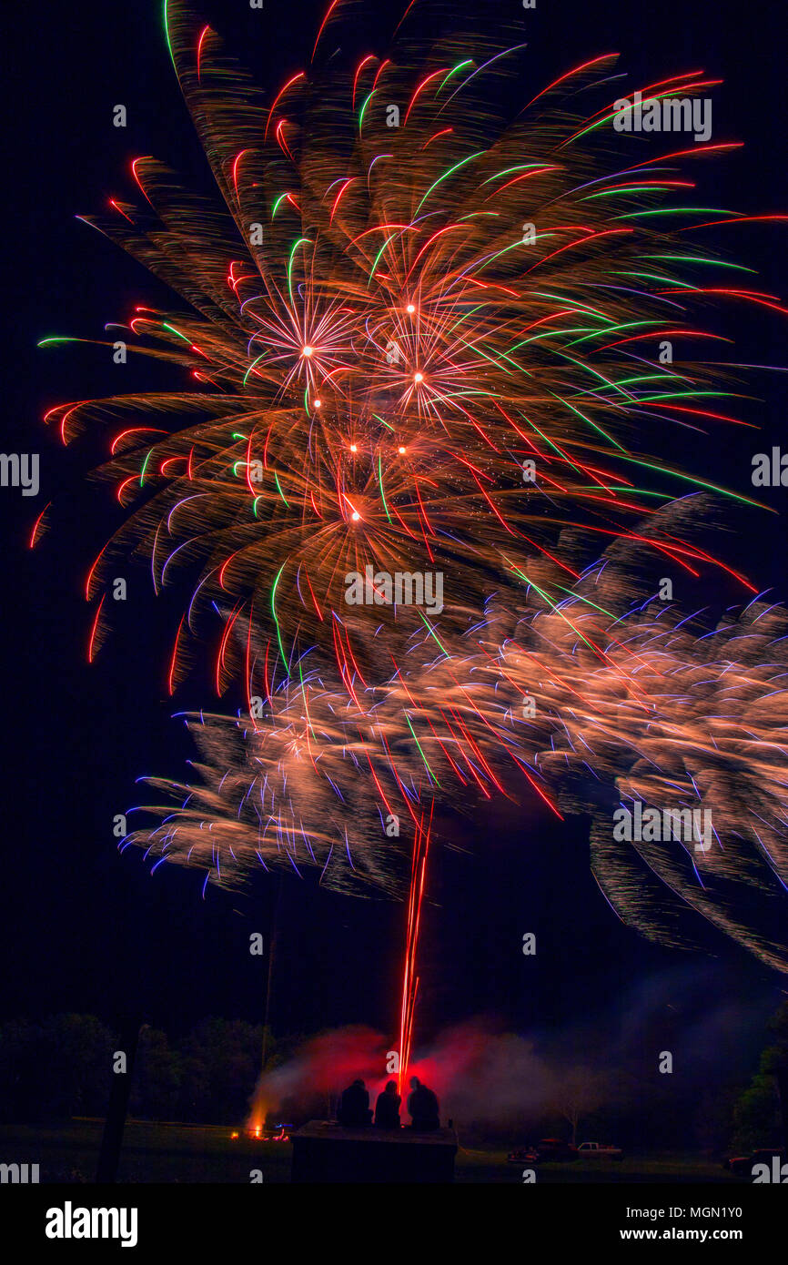 Lake Madison and the City of Madison, South Dakota celebrate the 4th of July with Fireworks