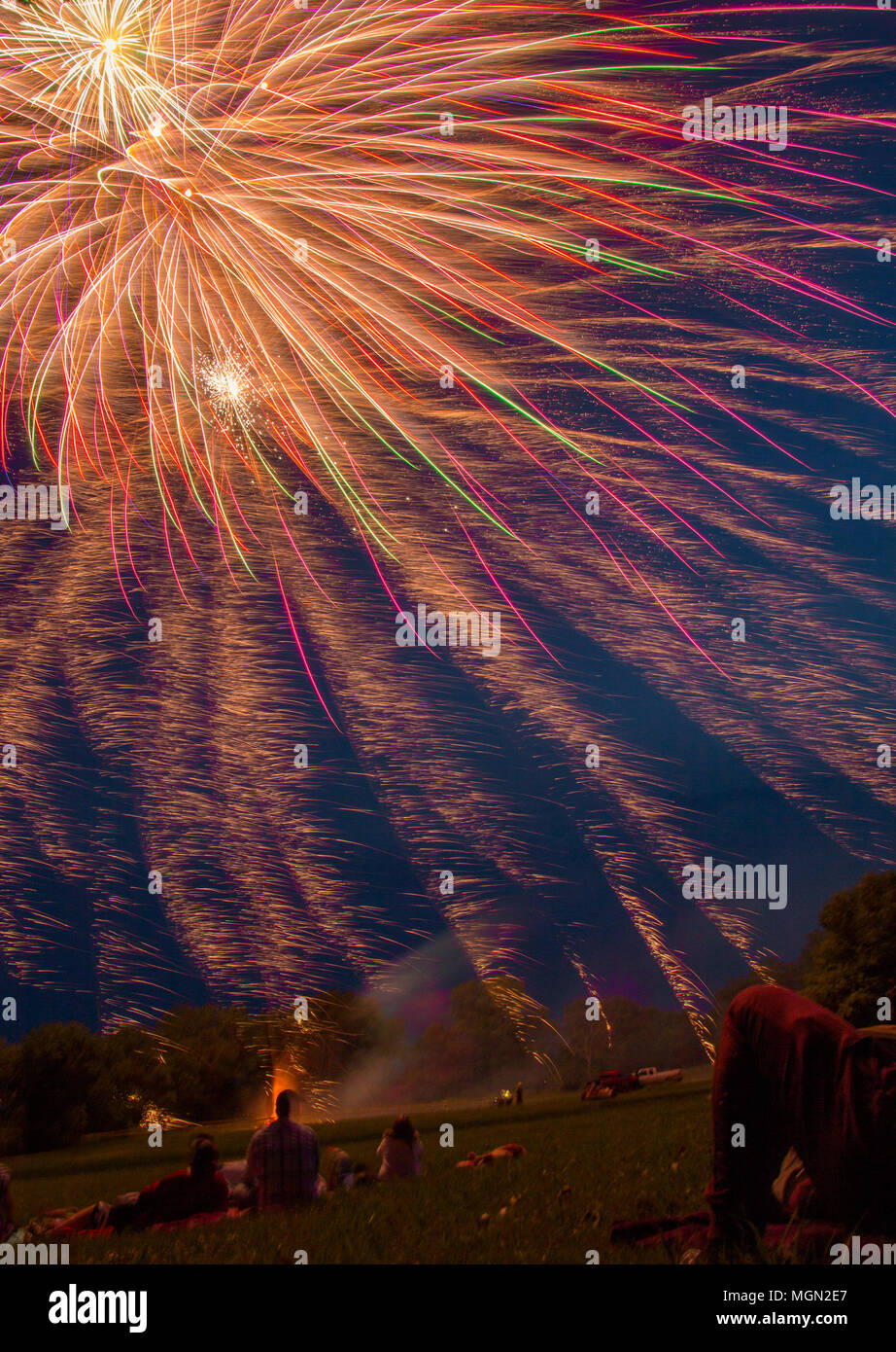 Lake Madison and the City of Madison, South Dakota celebrate the 4th of July with Fireworks