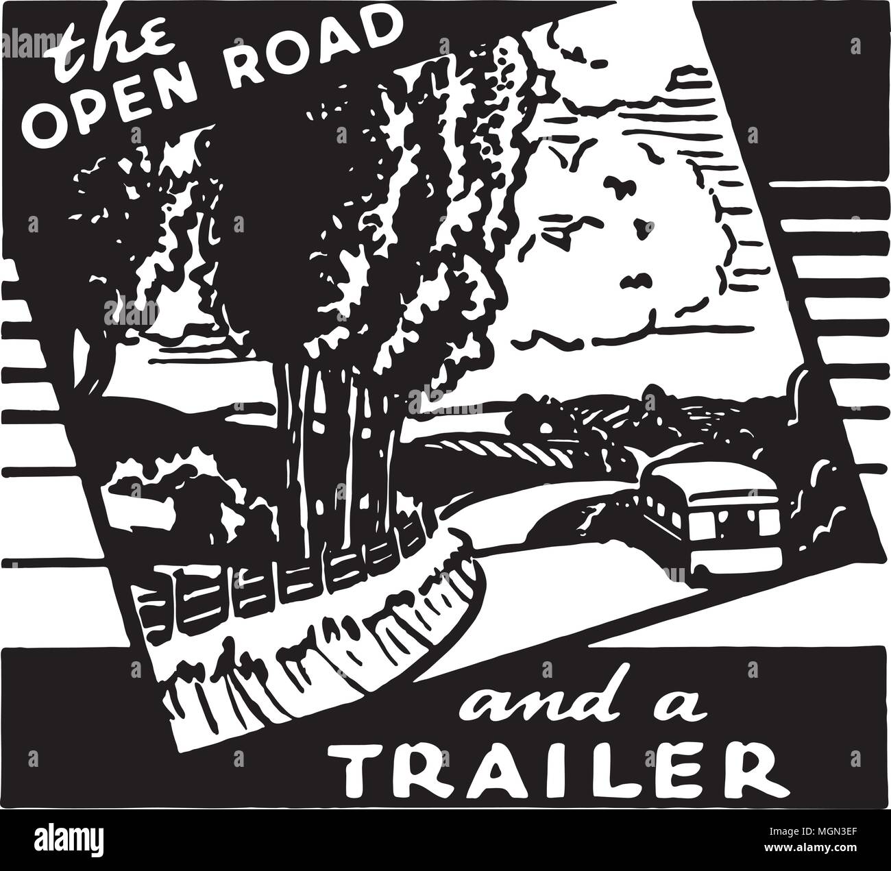 The Open Road - Retro Ad Art Banner Stock Vector