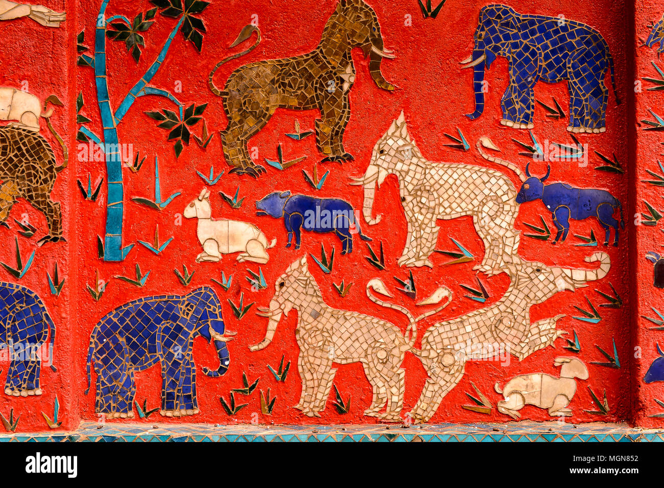 Drawings on the Vat Xienhgtong temple, one of the Buddha complexes in