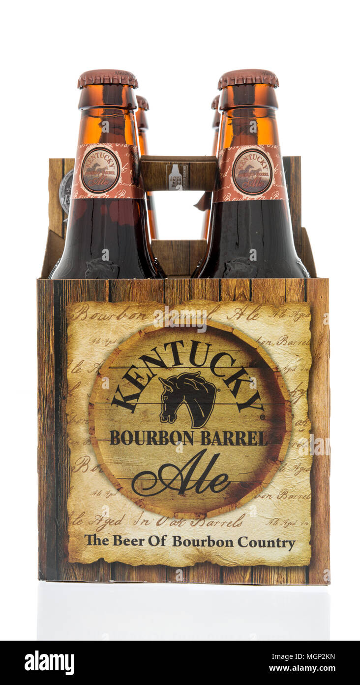 Winneconne, WI -  20 April 2018: A six pack of Kentucky bourbon barrel ale beer on an isolated background. Stock Photo