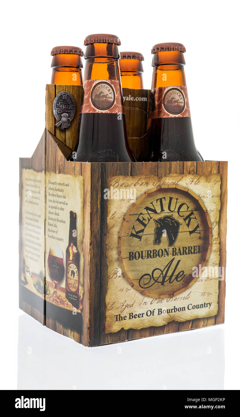Winneconne, WI -  20 April 2018: A six pack of Kentucky bourbon barrel ale beer on an isolated background. Stock Photo